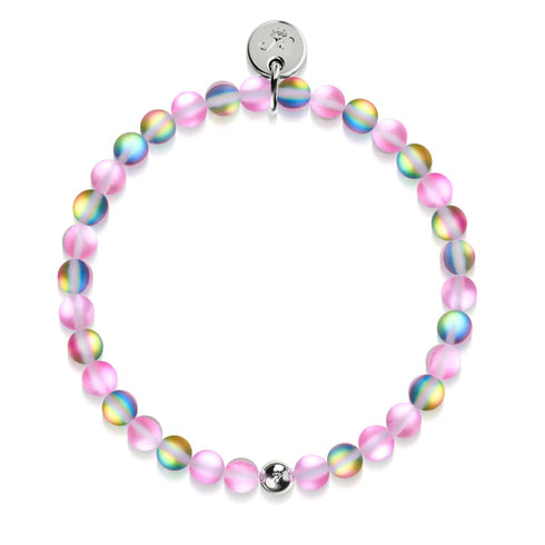 Licorne Rose | Argent | Bracelet de perles de verre sirène